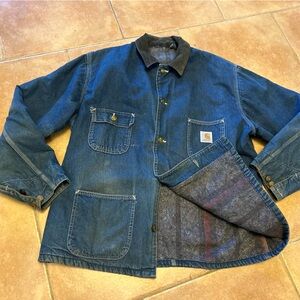 Carhartt men large denim blanket vintage jacket